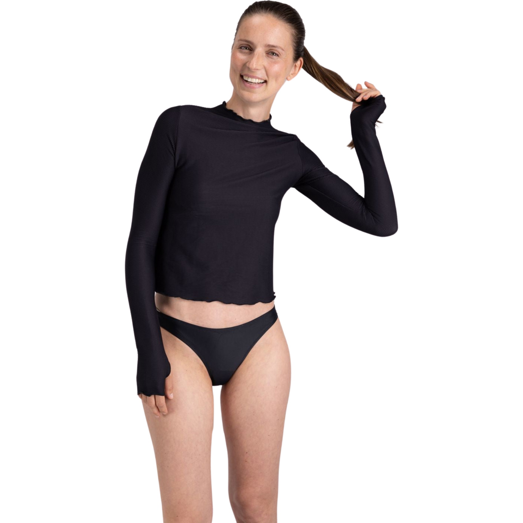 2026 Wallien Womens Rash Guard 102042001 - Black Rib